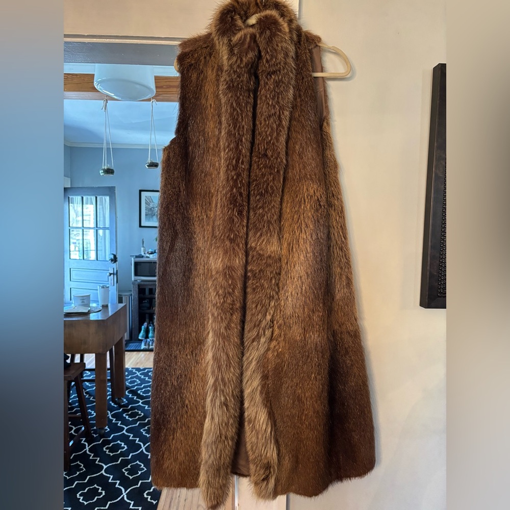 Full length genuine fur vest